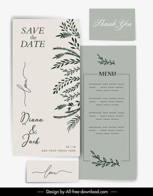 invitation card template elegant classical leaves sketch