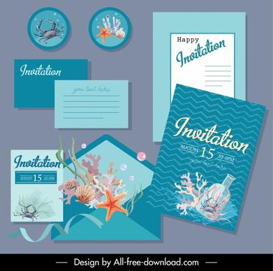 invitation card templates elegant marine elements decor