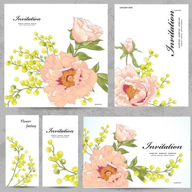 invitation card vector illustration with drawn flowers