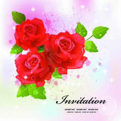 invitation cards with flowers design vector