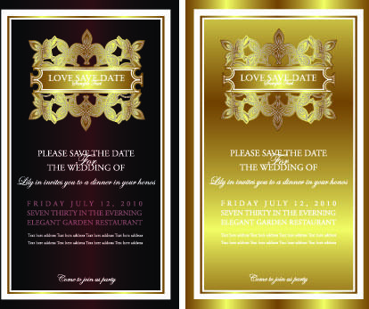 invitation gold card design vector graphics