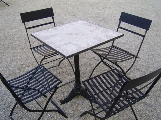 iron table and chairs