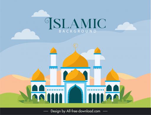 islam background template elegant classical muslim architecture scene sketch