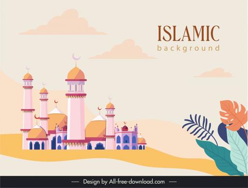 islam background template elegant classical temple leaves sketch