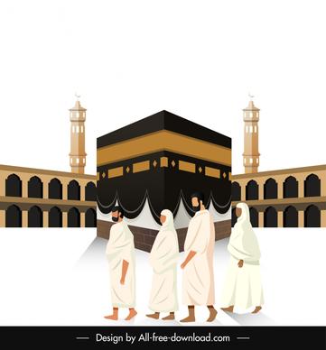 islam hajj pilgrimage backdrop believers template 3d cartoon sketch