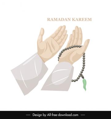 islam praying hands icon flat handdrawn design