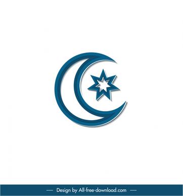 islam sign icon flat crescent stars sketch