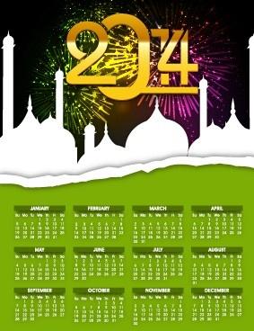 islam style14 calendar vector