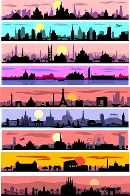 islam styles city banners vector