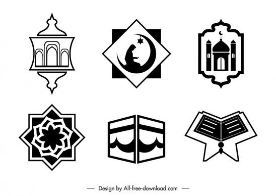 islam symbol sign icon black white flat classical symmetric shapes outline