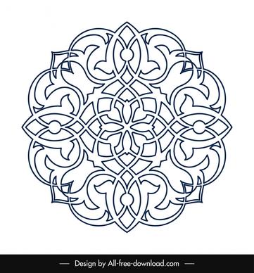 islamic ornament template circle symmetric floral shape outline 