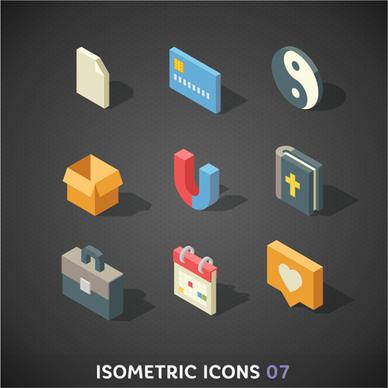 isometric icons flat vector design