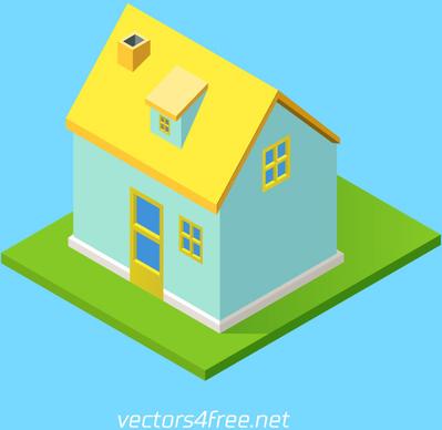 isometric village house vector