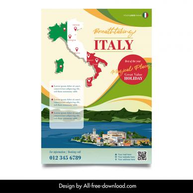 italian lake district travel flyer template design