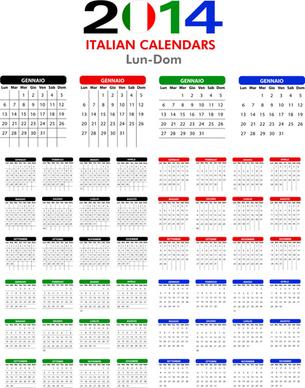 italian version calendar14 vector set