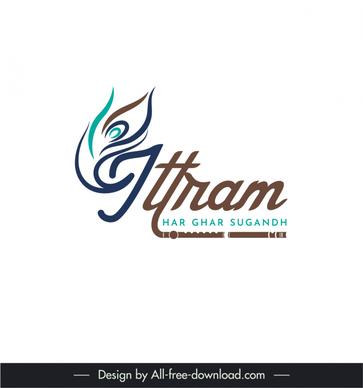 ittram logo template elegant flat calligraphic texts feather flute decor