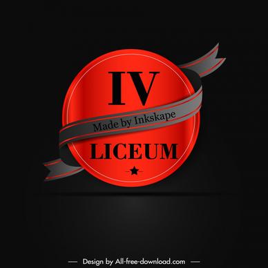 iv liceum logo template dark 3d ribbon circle