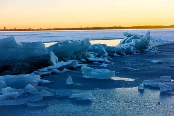jagged ice on lake mendota at governor nelson state park wisconsin