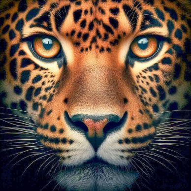 Jaguar face picture elegant contrast closeup