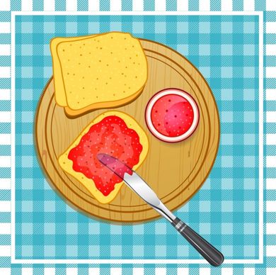 jam bread drawing dishware icon colored flat design