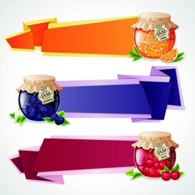 jam jar with origami banner vector