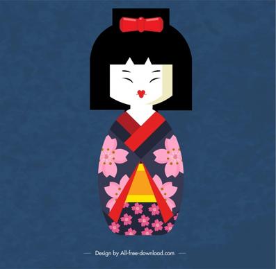 japan background kimono doll icon decor