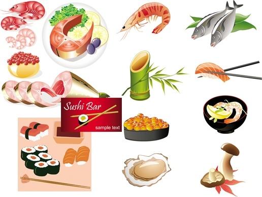 japanese seafood cuisine vector