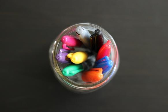 jar of colored markers