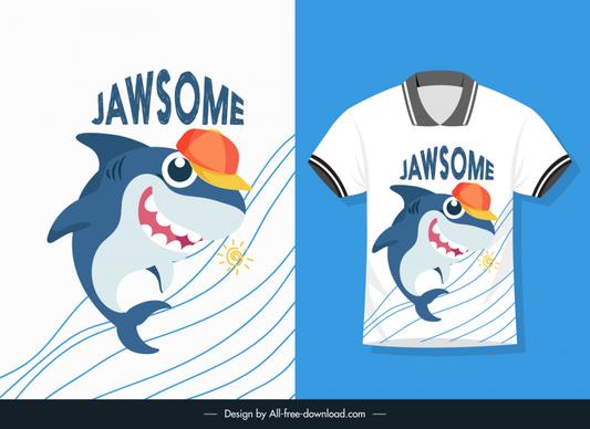 jawsome shark t shirt template funny dynamic cartoon design