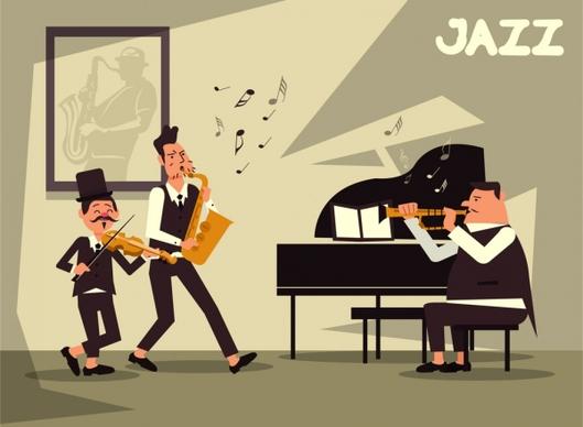 jazz background music band icon cartoon characters