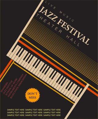 jazz festival banner black design piano keyboard icon