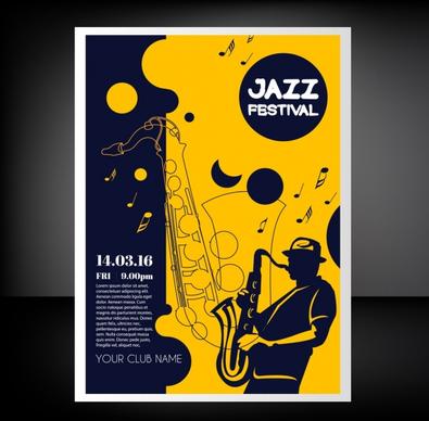 jazz festival flyer trumpet icons classical silhouette sketch