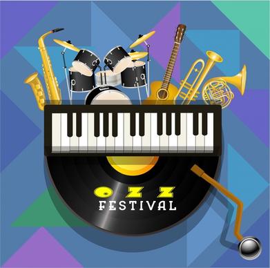 jazz festival poster illustration with musical instruments