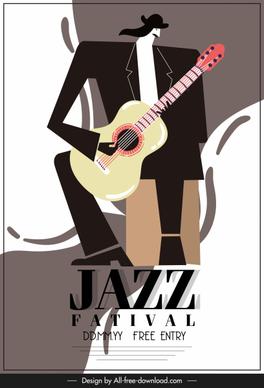 jazz festival poster retro classic design guitarist sketch