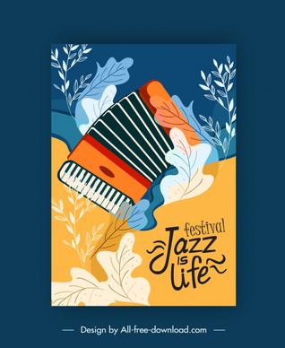 jazz festive poster classic accordion leaves decor