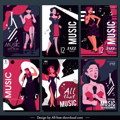 jazz festive posters singer sketch classical dark design