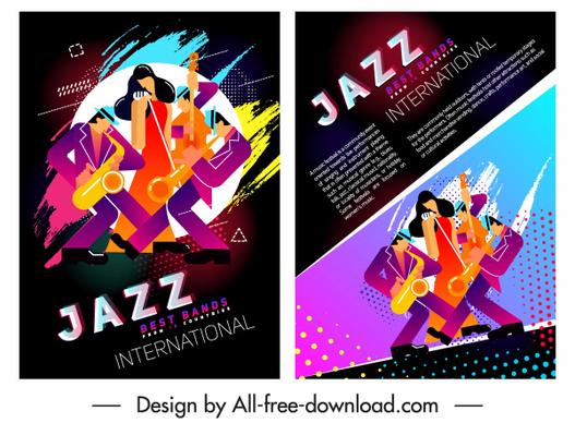 jazz party flyer template band icon colorful decor