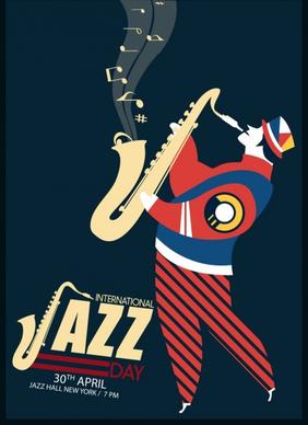 jazz poster colorful flat design human trumpet icons
