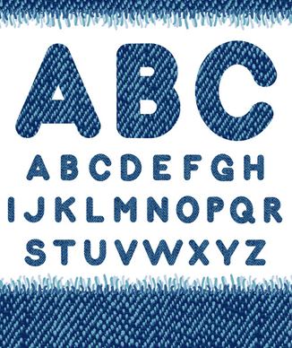 jeans fabric alphabet vector graphics