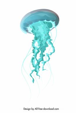 jellyfish icon blue modern 3d sketch