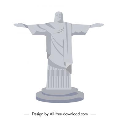 jesus statue icon 3d outline 