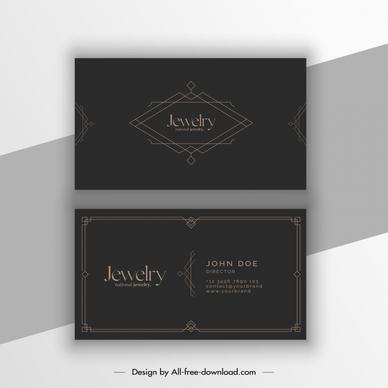 jewelry business card templates dark geometric symmetric lines