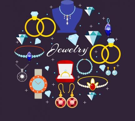 jewelry design elements luxury accessories icons