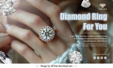 jewelry diamond banner template elegant hand closeup