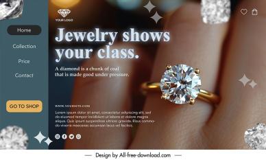jewelry diamond landing page template hand closeup
