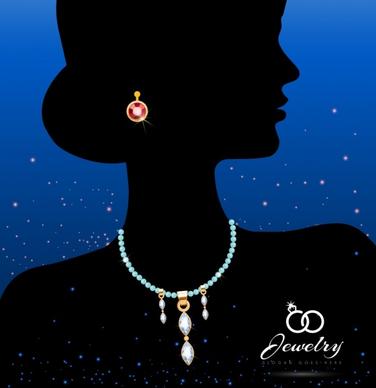 jewelry icon woman silhouette ornament