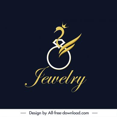 jewelry logo template diamond ring loon sketch modern elegant flat design 