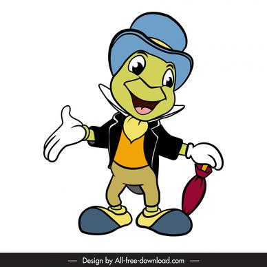 jiminy cricket icon cute stylized cartoon character sketch
