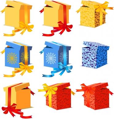 present box icons colorful 3d design