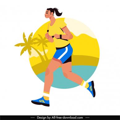 jogger icon colorful flat sketch